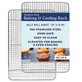 Cooling & Baking Rack Set - Sheet Pan - 10'' x 14.7" | 100% Stainless Steel, Oven-Safe, Dishwasher-Safe, Heavy Duty Tight-Wire, Set of 2, Half Sheet Pan Cooling Racks, Easy Clean - size: 10.0" x 14.75" 2-Pack