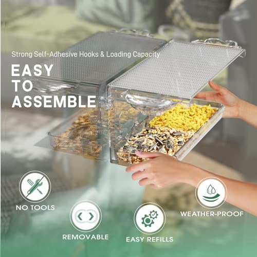 SUNALLY Window Bird Feeder Outdoors, Clear Bird Feeders for Bird Watching | Transparent Feeders with Self-Adhesive Hooks, Outside Hummingbird, Bird Watching for Garden, Yard, Elderly Kids, Cats Viewing - style: Style 3
