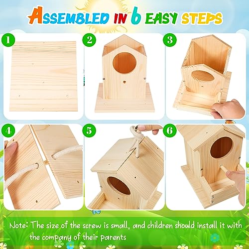 Liliful 2 Pack Birdhouse Kits for Kids, DIY Wooden Bird House Kit to Build and Paint, Birdhouse Painting Kit for Kids Ages 4-8 8-12, Arts and Crafts Activity, Classroom Gift for Boys Girls