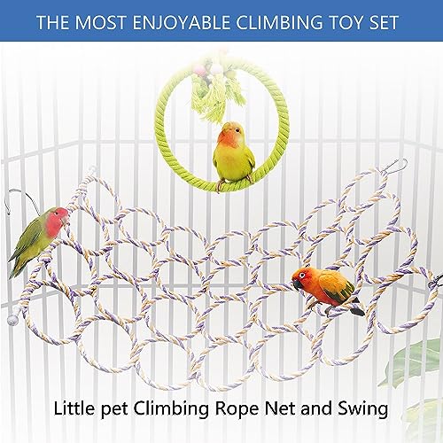 3 Pack Swing Hanging Toys,Bird Climbing Rope Net Ladders Small Medium Pet Activity Toy Suitable for Parakeet,Cockatiel,Cockatoo,Hamster,Rat,Ferret(Random Color) - color: Yellow