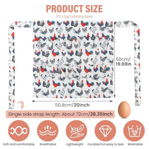 Egg Collecting Apron for Eggs, Egg Apron with 12 Deep Pockets, Gathering Holding Farmhouse Fresh Eggs for Chicken Hen Duck Goose, Housewife Farmhouse Kitchen Restaurant Parent-Child Activities