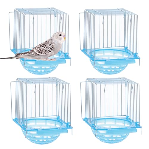 4 Pack Bird Hatching Nest Canary Cage Breeding Nest Parrot Shelter Bowl Pearl breeding Box with Barbed Wire Partition