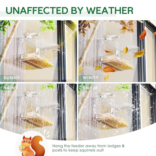 SUNALLY Window Bird Feeder Outdoors, Clear Bird Feeders for Bird Watching | Transparent Feeders with Self-Adhesive Hooks, Outside Hummingbird, Bird Watching for Garden, Yard, Elderly Kids, Cats Viewing - style: Style 3