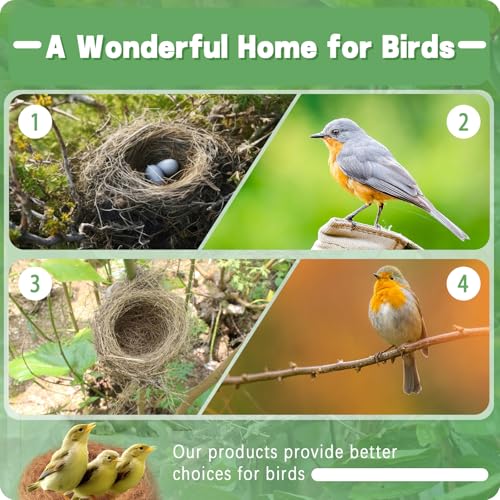 Bird Nesting Material,100% Natural Coconut Fiber Bird Nest Bedding, 3.7oz，Safe&Soft Nesting Supplies for Hummingbirds, Canaries, Parakeets, Wild Birds | for Bird Cages, Nest Boxes, Outdoor Bird Houses