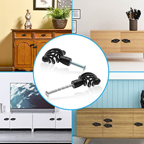 Jiozermi 12 Pack Oval Birdcage Cabinet Knobs, 2" Length, Flat Black | 2" Length Drawer Pulls, Iron Handles, Flat Black - size: 2 inch, Oval