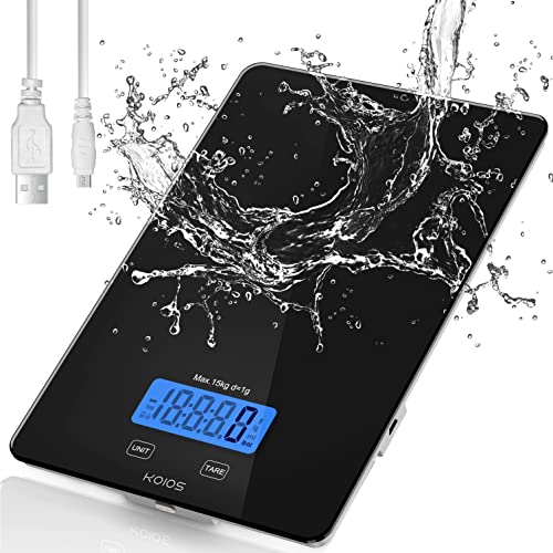 33lb Kitchen Scale 0.1oz Precision,Batteries & Type-C Charging(Black) | Compact Food Scale with 5 Units & Tare Function, LCD Backlit Display, Easy to Clean, Ideal for Cooking Baking & liquids - color: Black