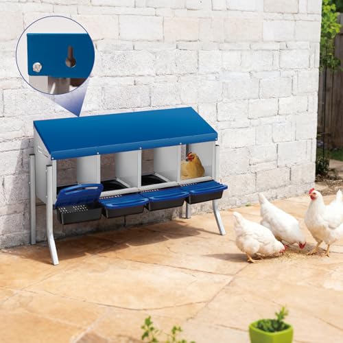 Chicken Nesting Boxes with Cleanable Pull-Out Trays, 4-Hole Wall Mount Roll Away Nest for Easy Cleaning & Egg Collection - size: 4 holes with legs