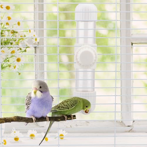 Hypeety Leak-Proof Bird Water Bottle for Cage Clear No Spill Bird Dispenser | Automatic no-drip bottle, with spring valve, 7.4 fl oz/220 ml, white, for small parrots/budgies/cockatiels/lovebirds/parakeet - size: 7.4 oz/220 ml