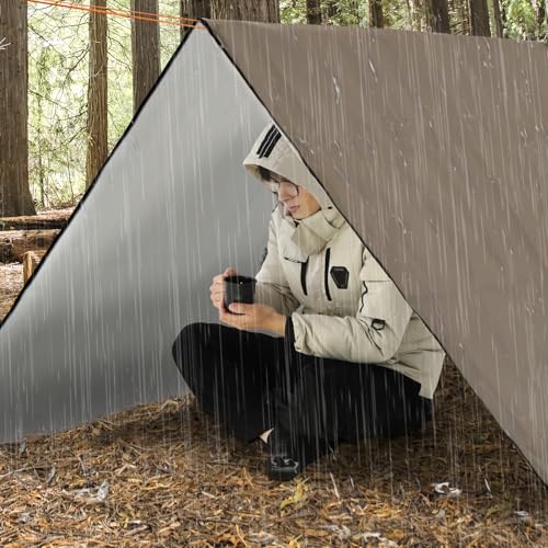 Heavy Duty Survival Blanket, Waterproof Emergency Thermal Tarp, Multipurpose Reflective Insulated All Weather Blankets for Camping Hiking, Brown - color: Brown 83''x59''