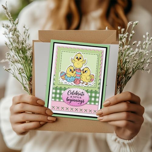 GLOBLELAND Cartoon Chicken Clear Stamps and Metal Die Cuts Spring Easter Hen Transparent Stamp Cute Animals Cutting Dies for Card Making Embossing Scrapbooking - style: Cartoon Chicken