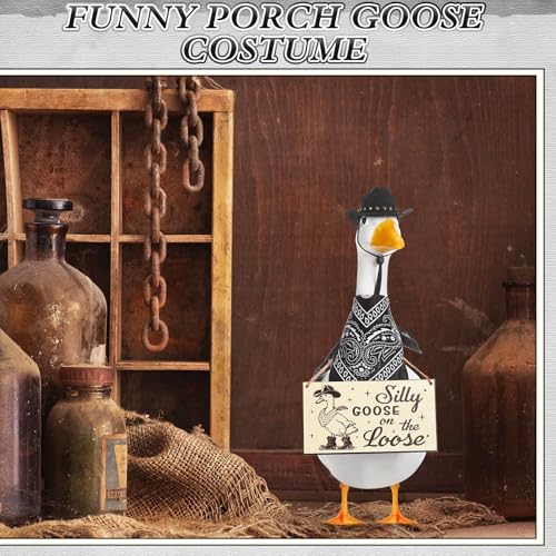 Cowboy Porch Goose Outfit Decoration Set,Black - color: Black