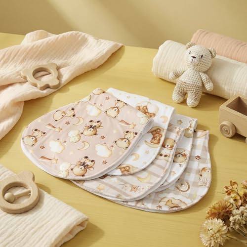 SmoothNovelty 5 Pack Teddy Bear Baby Burp Cloths Soft Absorbent Burping Rags for Newborns 19"x9" Spit up Cloths for Boy Girl Newborn Baby Shower Registry Gifts Set Nursery Decor - style: Teddy Bear