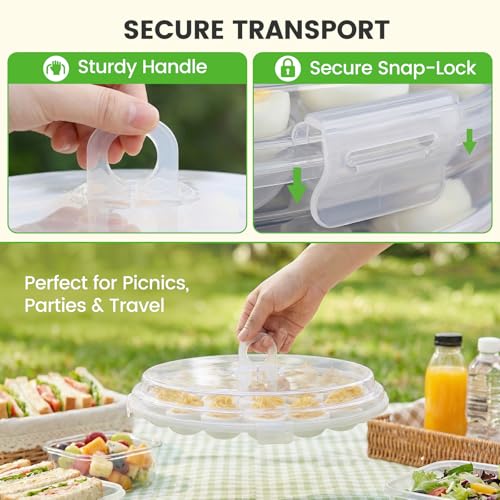 HANSGO Deviled Egg Containers with Lid, Deviled Egg Platter Carrier, Clear | Deviled Eggs Tray With 22 Slots for Party, Home Kitchen and Other Festival - color: Transparent