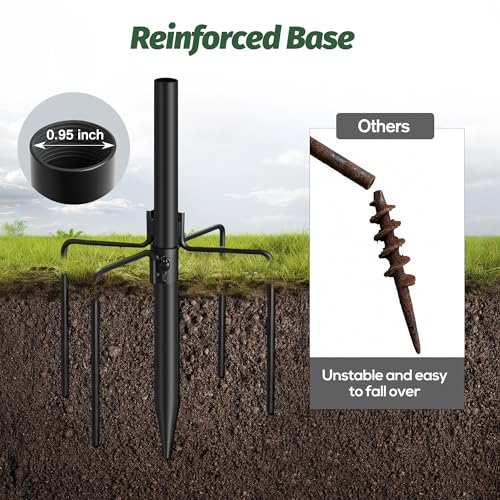 95 Inch Bird Feeder Pole Kit, 5-Prong Base, Hanging Hook | Heavy-Duty Metal Pole, for Bird Houses, Garden Décor, Backyard and Patio Use - size: 95 inch