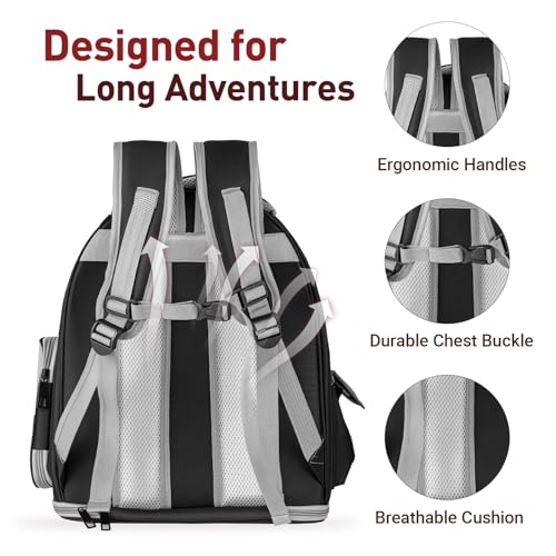 Cat Backpack Carrier with Large Space Bubble Window, Airline Approved Breathable Pet Carrier for Small Dogs Cats up to 15lbs, Foldable for Travel Hiking & Outdoor Use - color: Black