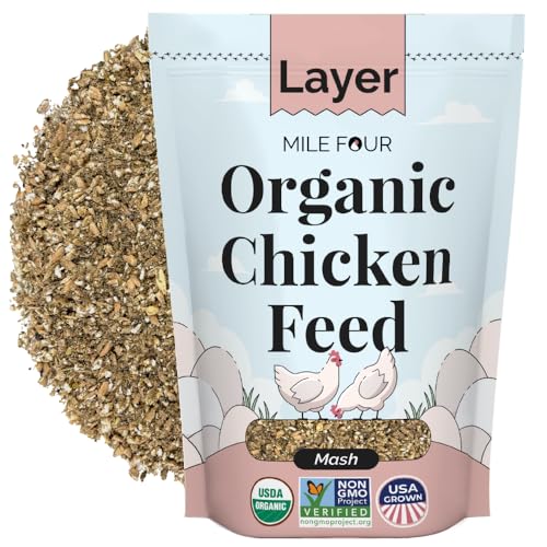 Mile Four Organic Chicken Feed, Layer Mash, Non-GMO, USA Grown 2 lbs | 16% Protein; Corn & Soy-Free; USA Grown; Non-Medicated; No Fillers or Additives; Supports Egg Production; Family Farm Sourced - size: 2 Pound (Pack of 1), style: Mash