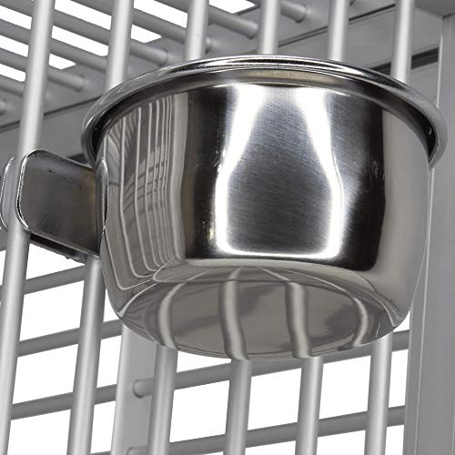800120 5oz Stainless Steel Clamp Cup Feed Food Liquid Budgie Finch Parrot Parrotlet