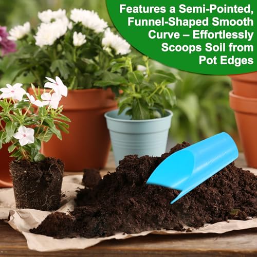 M METERXITY 6-Pack Bonsai Soil Scoops, Plastic Garden Soil Scoops Bucket Shovel Potting Scoopers for Transplanting/Flower Planting/Plant Succulent, Colorful Small Gardening Tools [Blue] - color: Blue