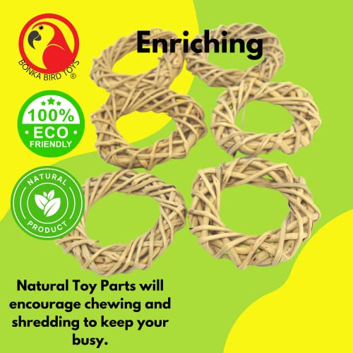 3331 Pk6 Medium Vine Wreaths Foot Talon Craft Part Bird Toy Natural Ring Woven Twist Cockatiels Parakeets Conures and Other Similar Birds