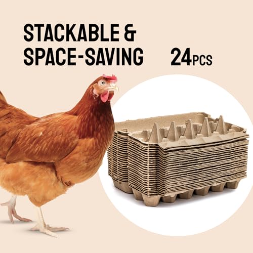 Hatortempt 24pc Egg Cartons Cheap Bulk 12 Count, Reusable Dozen Egg Crates | Sturdy Cardboard Paper Pulp - S-XL Chicken & Duck Egg Cartons - Rustic Custom Design - Empty Egg Containers for Fresh Eggs - size: 24-Pack