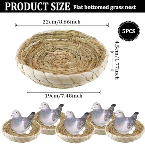 5 Pcs Pigeon Nest, Bird Nest Bowls, Wooden Nest for Pigeons Breeding Hatching (Natural Nest) - style: Natural Nest