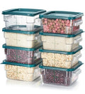 8-Pack 2 Qt NSF Clear Polycarbonate Food Storage Containers with Green Lids - Square, Commercial-Grade, Freezer & Dishwasher Safe, Stackable - color: 2.0 Qt 8-Pack(Green Lids)