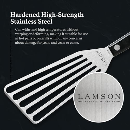 Lamson Fish Spatula, Slotted Metal Turner, 3 x 6 In, Right Hand | Ultra Durable composite handle, dishwasher safe; flexible stainless blade; a dedicated left-handed model is available - color: UD Black RH, size: 3" x 6", style: Right Handed