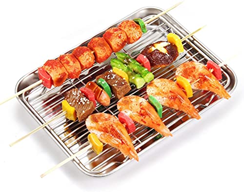Stainless Steel Cooling Racks, Set of 3, 8.6L x 6.2W x 0.5H Inch, Wire Racks for Cooking, Baking, Roasting, Grilling, Dishwasher Safe - size: 9 inch