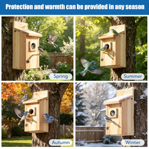 6 Pack Bird Houses for Outside - Wooden Bird Houses with Perch Design, Bluebird Nesting Box for Wren Chickadee Finch, Outdoor Birdhouse for Garden Yard (6)