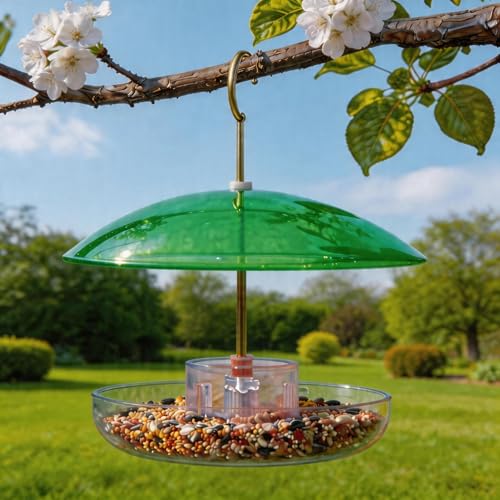 8" Mini Plastic Rain Cover for Bird Feeder, Green Weather Guard Baffle Dome | Stainless Hooks, Small Protective Shield for Hanging Outdoors, Bird House Protector against Rain/Snow/Sun/Poop, Dia. 20cm - color: Green, size: 1PC/Pack