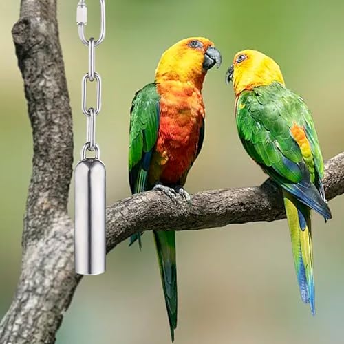 LWINGFLYER Stainless Steel Bird Bell Toy for Large Parrots – Hanging Bird Cage Toy with Quick-Link Clip, Durable & Easy-Clean Parrot Toys for Macaws, Cockatoos, African Greys