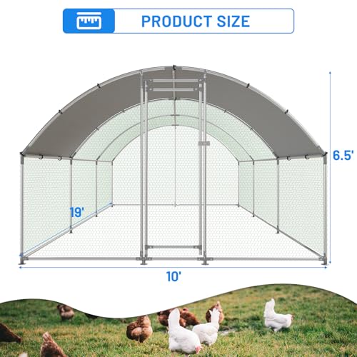 NUGRIART Large Metal Chicken Coop, Outdoor cage Run with Waterproof and Anti-UV Cover, Dome Roof Walk-in Poultry Cage Rabbit Duck House for Outside, Backyard and Farm. - size: 228.0"L x 120.0"W x 78.0"H