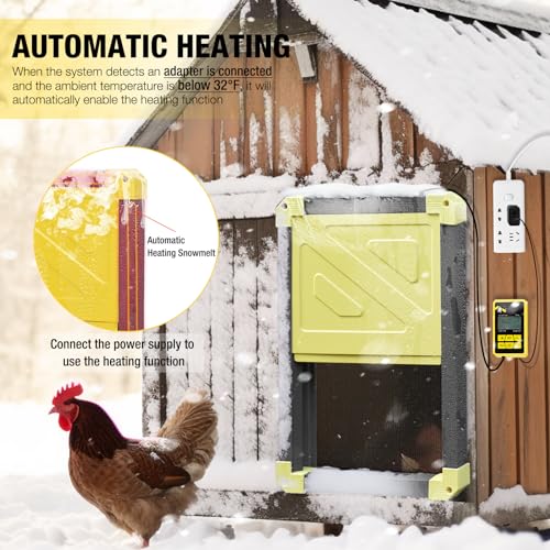 Aivituvin Automatic Chicken Coop Door Opener with Heating and Anti-Pinch Function Solar Powered Auto Chicken House Run Door Black - color: Black and yellow, size: 22.4"L x 2.0"W x 16.6"H