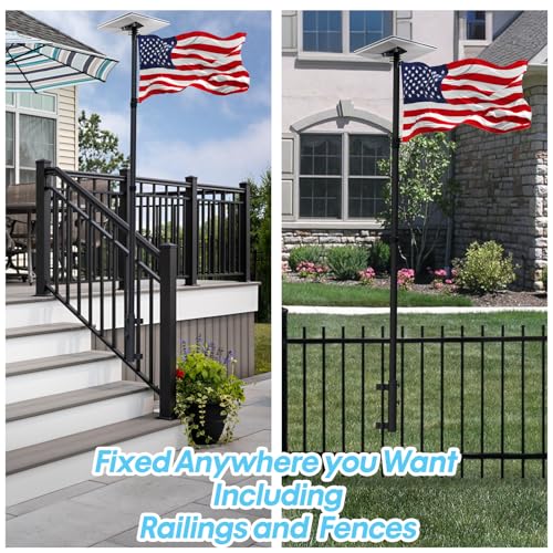 RV Flag Pole Kit 10 FT Telescoping, Starlink Gen 3 Standard Mount | Adjustable Heavy Duty Aluminum Flagpole, 2-In-1 RV Ladder Holder Kit, Supports Two Flag and Starlink Gen 3 Standard, Portable - size: Mount+telescoping flag pole+Starlink