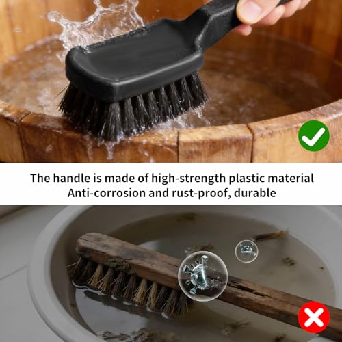 2Pcs Horse Bucket Brush Trough Scrub Water Trough Scrubber with Gloves Durable Plastic Utility Brush Heavy-Duty Non-Slip Handle Cleaning Scrub for Livestock Farm