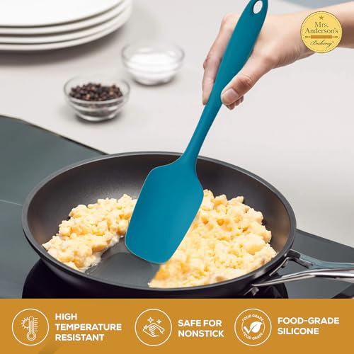 Mrs. Anderson’s Baking Silicone Spoon-Shaped Spatula, Flexible And Nonstick, One-Piece Design, Turquoise Blue, For Mixing, Folding, Scraping, Baking, And Cooking - color: Turquoise, size: 11-Inch, Spoon-Shaped