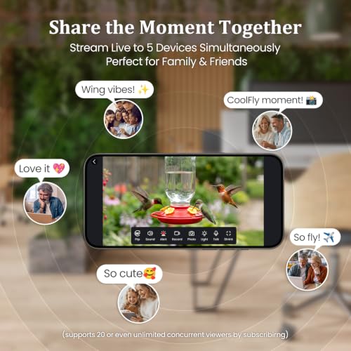 Smart Bird Camera Only, for Bird Feeder/Bath/House Bird Watching Live, 2.4G | Free AI Identify 10,000+ Species, Auto Capture 2.5K Bird Videos, Instant Alerts, Wireless Outdoor Cam, for Mom Dad Birdlovers