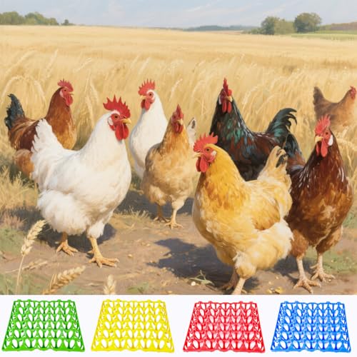 12 Pack Plastic Egg Tray 30 Cell Egg Crates Egg Flats Stackable Egg Carton for Home, Chicken Farmers, Storing, Sorting, and Shipping Eggs, Holds Multiple Eggs, 4 Colors