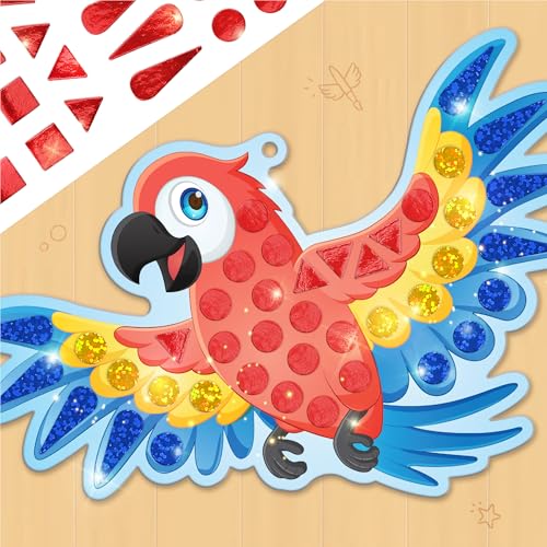Imagimake Mirror Mosaic - Birds, 5 Templates, 450+ Stickers | Mess-Free Craft Activity, Screen-Free Creative Art Kit for Kids, Birthday Gift for Boys & Girls Ages 3,4,5,6,7 Years Old - style: 6. Birds