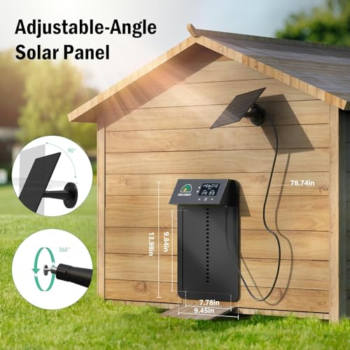 Automatic Chicken Coop Door with Light Sensor & Timer Control - Multi-Mode Chicken Door Opener with Solar Charging - color: Charcoal