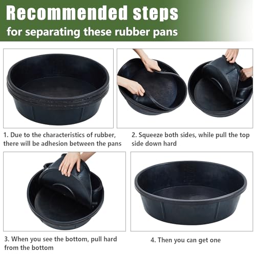 Sadnyy 3 Pcs 12 Quart/ 3 Gallon Rubber Feeder Pan, Rubber Feed Pan Utility Horse Feed Bucket Dog Bowl Horse Feeder for Cats Dogs Goats Chicken Dust Bath Container Animal Feeding, 17.5 x 5.3 inches - size: 12 Quart/ 3 Gallon