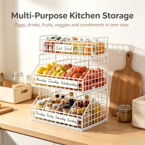 Egg Holder Countertop, Large 3T Chicken Egg Basket for Gathering Fresh Eggs | Egg Storage Organizer with Adjustable 5 Divider & Label, Stackable Wall Mounted Egg Collecting Basket Rack, XXL White - color: 3T XXL White