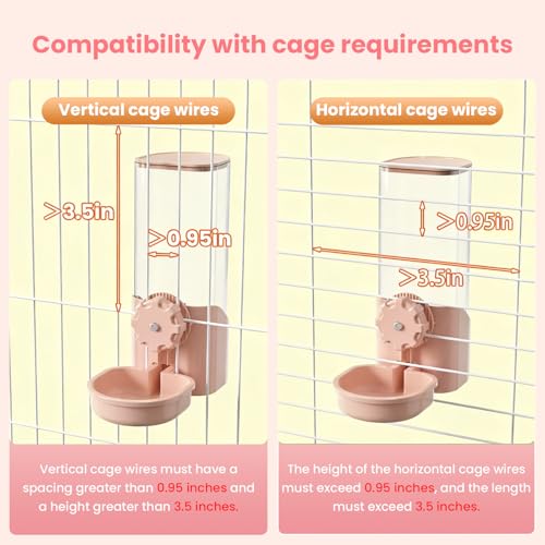 Rabbit Water Bottle for Cage Crate, 29oz No Drip Hanging Automatic Pet Water Dispenser for Small Animal Guinea Pig Bunny Chinchilla Ferret Hedgehog Puppy Cat (Pink) - color: Pink