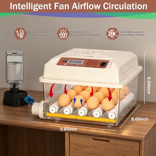 16 Eggs Incubators, Chicken Incubator with Automatic Egg Turning | Incubators for Hatching Chicken Eggs, Quail Incubator with 4 Auto Incubate Mode, with Humidity Display Auto Water Filling - color: White, size: 16 Egg