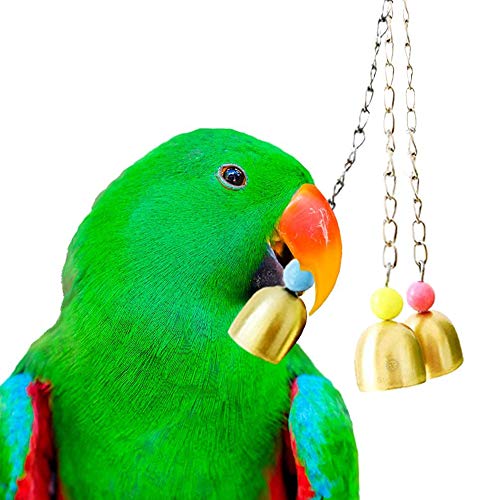 SunGrow Parrot Bell Toy Accessory, Galvanized Steel Jingle Chime Set with Hanging Clip, Cage Chew Play Item for Cockatiel Conure Lovebird, Small Bird Plaything Sound Enrichment