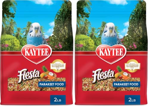 Kaytee Fiesta Parakeet Food,Nutritious and Fun Blend,Supports Skin,Feather,Digestion,Brain and Heart Health,2 pounds,(Pack of 2) - size: 2 Pound (Pack of 2)