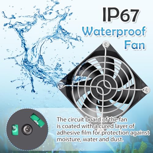 GDSTIME IP67 Waterproof Fan 80mm x 25mm 12V DC 2-Pin Dual Ball Bearing 8025 | High Speed, for RV Fridge, Wine Cooler, Humidifier, Electronic Box Cooling Exhaust Ventilation, Brushless Case Fan 80x80x25mm - size: 80x25mm