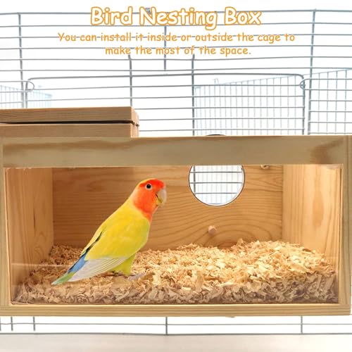 PINVNBY Large Natural Wood Parakeet Nesting Box Budgie Breeding Box Acrylic Bird Nest for Cage Transparent Panoramic for Birds, Parrots, Cockatiels, Lovebirds, Canaries (S: 7.87 x 4.72 x 4.72 inch) - size: S: 7.87 x 4.72 x 4.72 inch