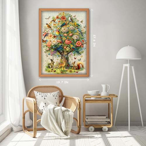 Tree of Life Puzzles for Adults 1000 Pieces, Birds Butterfly Flower Animal Jigsaw Puzzles with Plant Floral, Spring Nature Landscape Challenging for Adults - style: Tree of All Beings