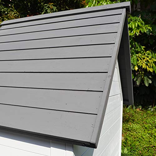 PawHut Grey and White Wooden 0.07-Acre In-Ground Poultry Cage with Nesting Box, Ramp, Run D51-102 | Outdoor Chicken House Poultry Cage, Hen, Removable Tray, Roosting Bars, Ramp, for Garden Backyard - color: Dark Gray